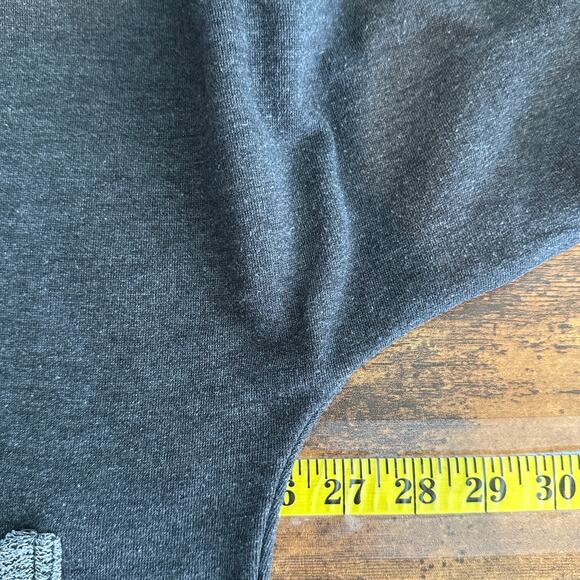 Poof Boxy Cropped Sweatshirt Medium Gray Blue Raw Hem Grunge Loungewear EUC - Picture 3 of 9